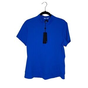 Greyson Quarter Zip Polo Women Large Blue NWT Short Sleeve Golf Top Athletic